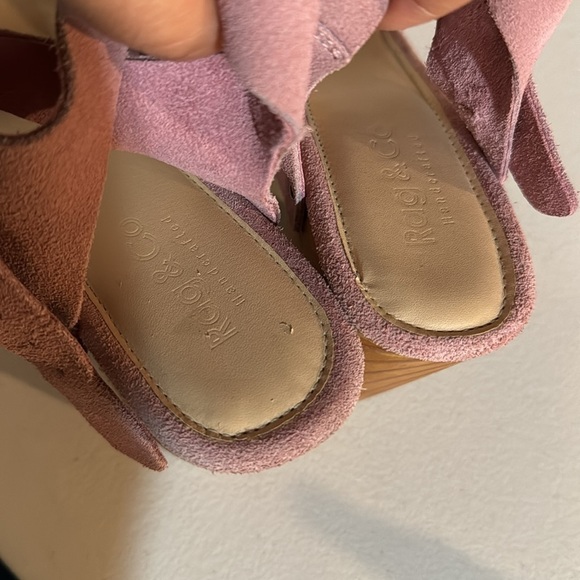Rag & Co APRIL Light Pink Wooden Clogs In Suede Weave. Size 10 - Picture 6 of 11